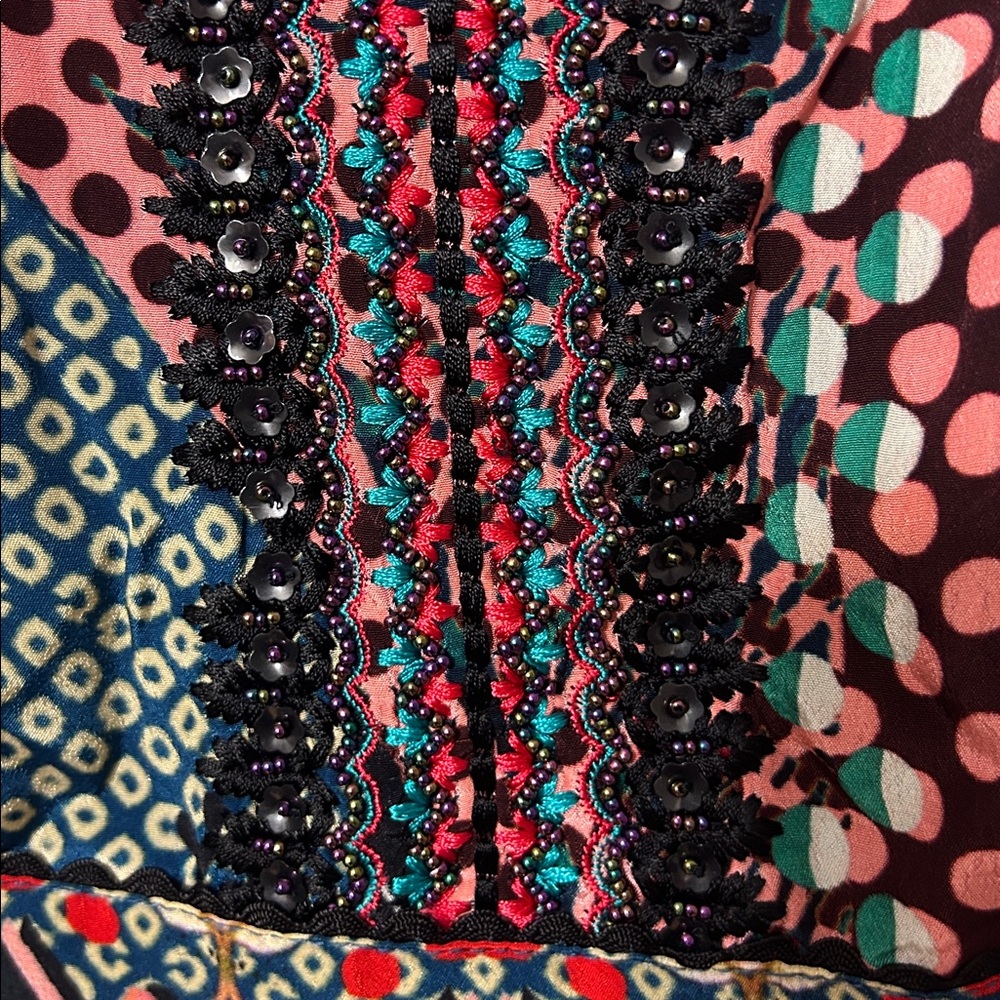 Anthropologie Bhanuni by Jyoti Patterned Maxi Long Sleeve Slit Boho Maci Dress 6 - Picture 4 of 6